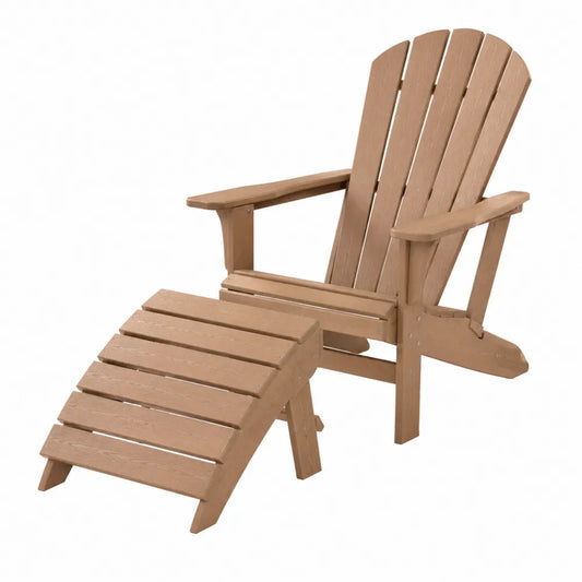 Sedia da esterno tipo Adirondack con poggiapiedi in legno di acacia colore naturale struttura a doghe con braccioli in legno dimensioni stimate